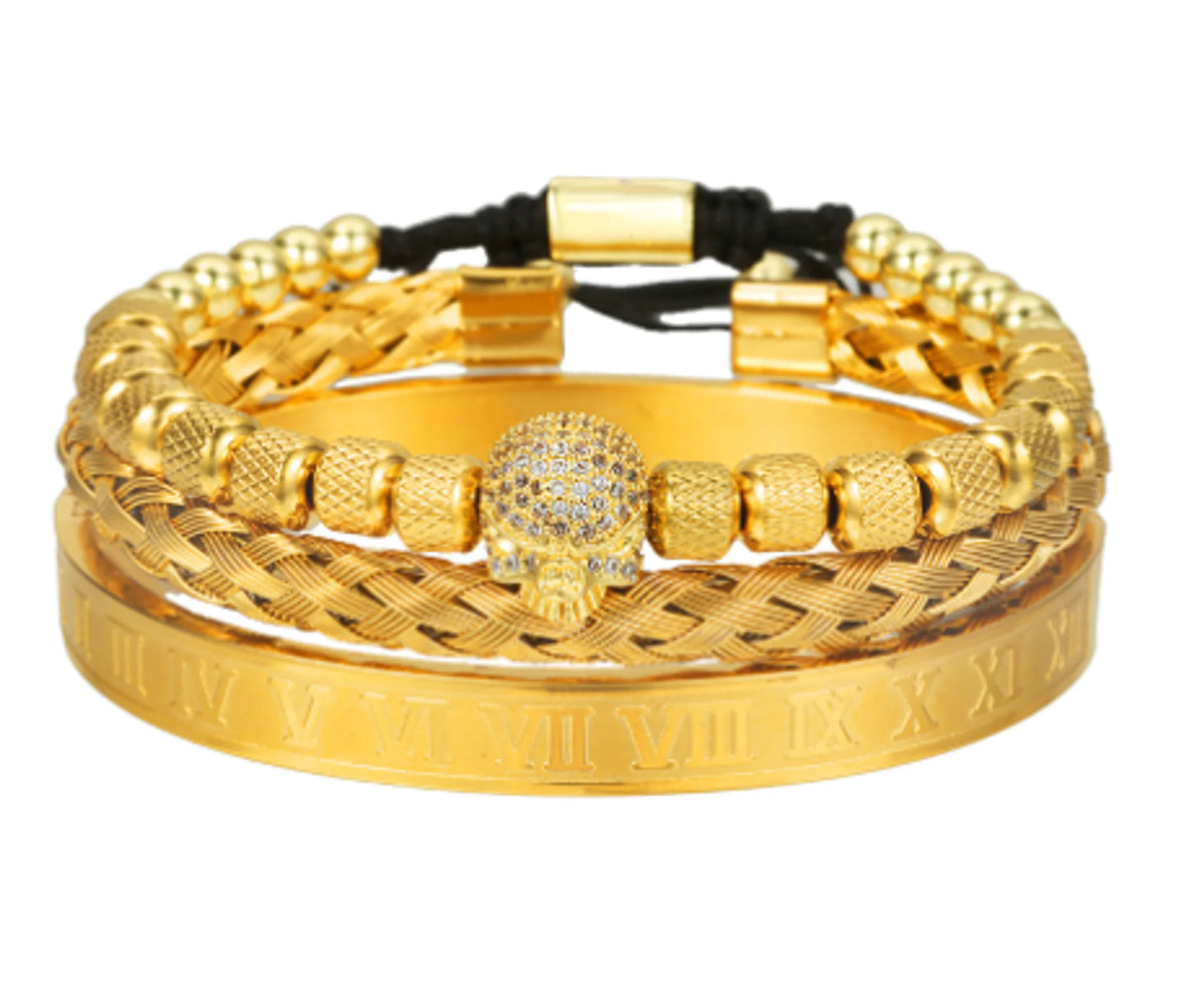 3pcs/Set Handmade Bracelet Micro Pave CZ Skeleton Skull