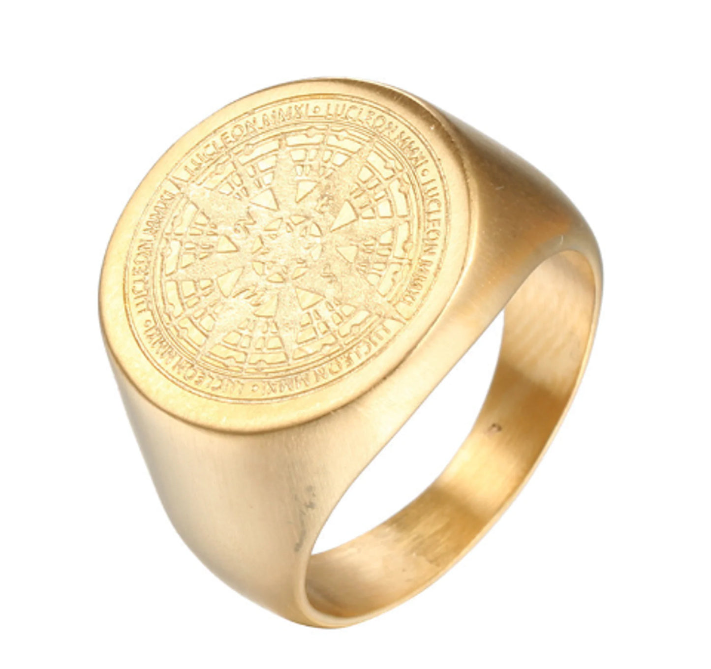 Mens Compass Ring Gold