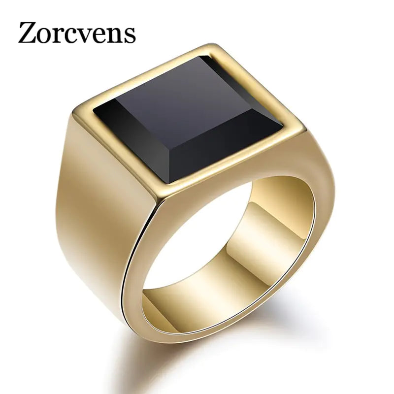 ZORCVENS Black Stone Ring