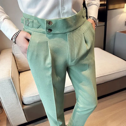 Pantalones High Waist Waffle Business Casual Suit Pants