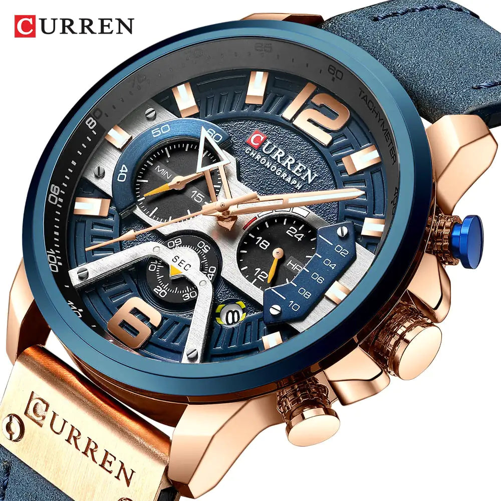 CURREN Leather Chronograph Watch