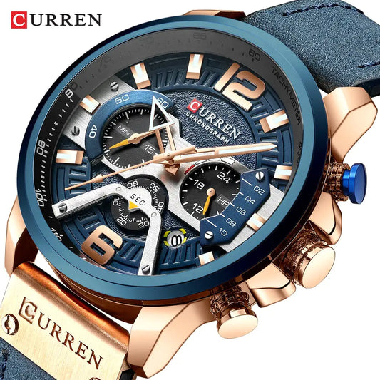 CURREN Leather Chronograph Watch