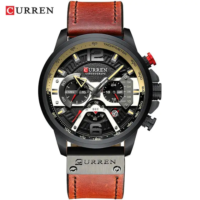 CURREN Leather Chronograph Watch