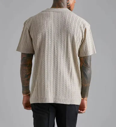 Top Knitted Button Short-sleeved
