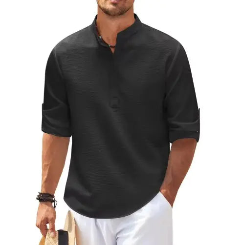 Stand Collar Plaid Shirt