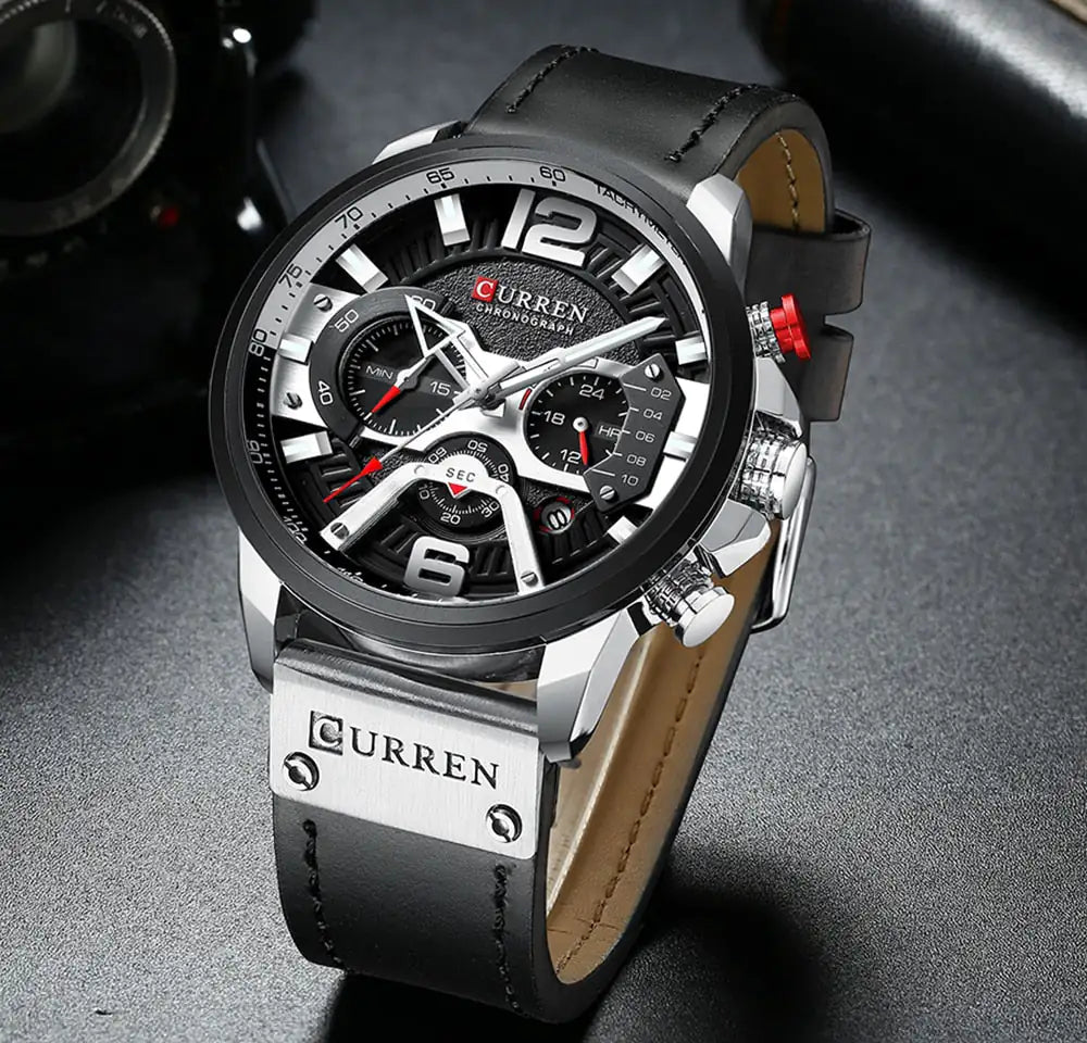 CURREN Leather Chronograph Watch