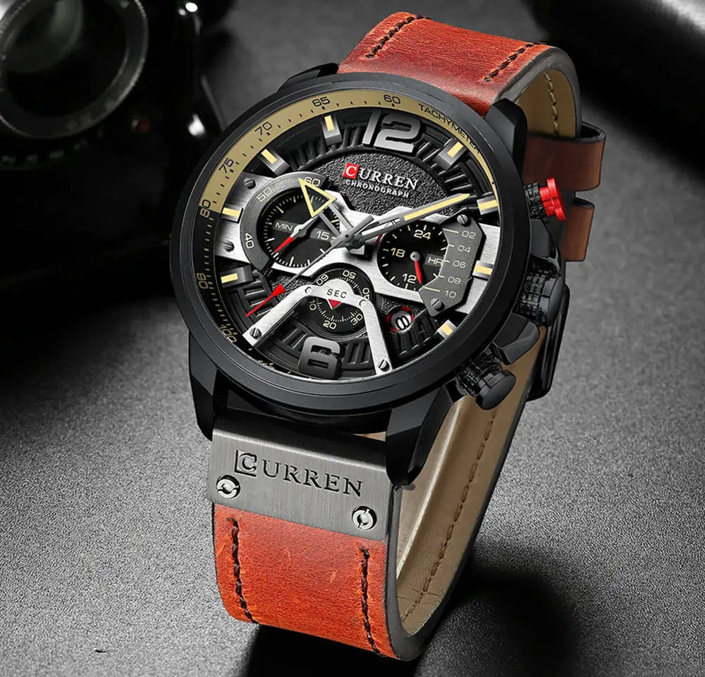CURREN Leather Chronograph Watch