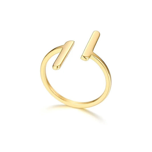 Vnox Minimalist Double T Letter Ring: Gold Tone Stainless Steel Jewelry