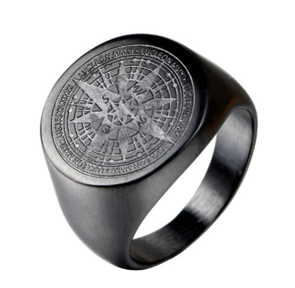 Mens Compass Ring Gold