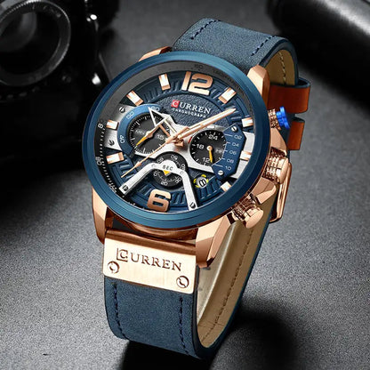 CURREN Leather Chronograph Watch