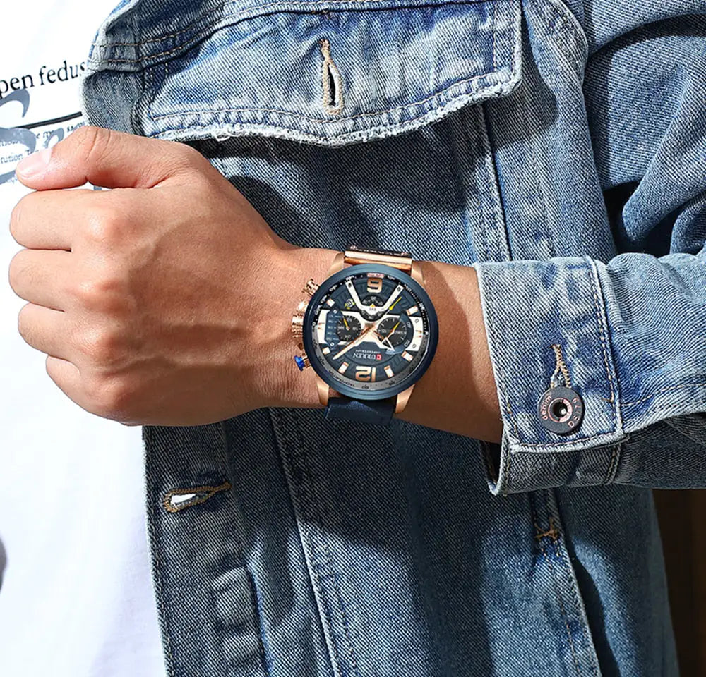 CURREN Leather Chronograph Watch